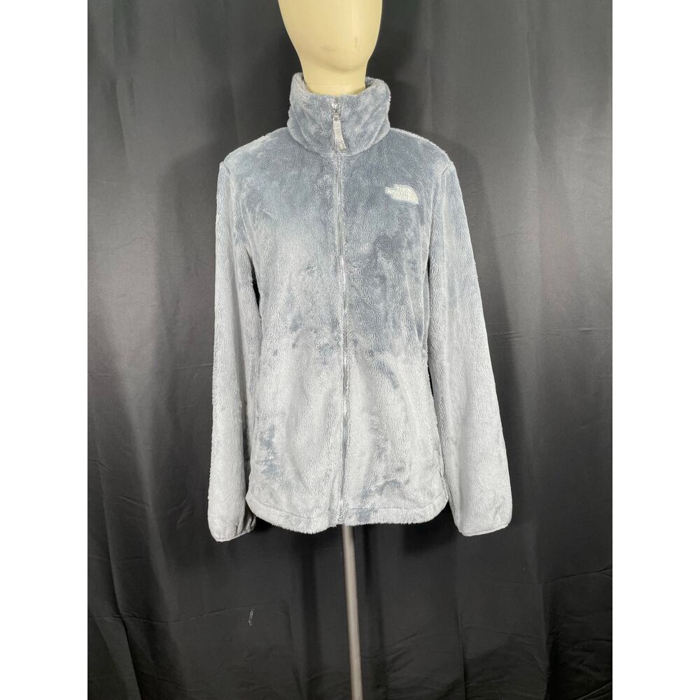 Osito Woman's North Face Jacket, Gray Soft Fleece, Cozy Zip Up, Med Turtleneck
